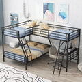 Twin Over Full Metal Bunk Bed with Integrated Ladder, Black | Just Better Bunk Beds