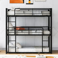 Triple Twin Over Twin Metal Bunk Bed with Storage Shelves, Silver | Just Better Bunk Beds
