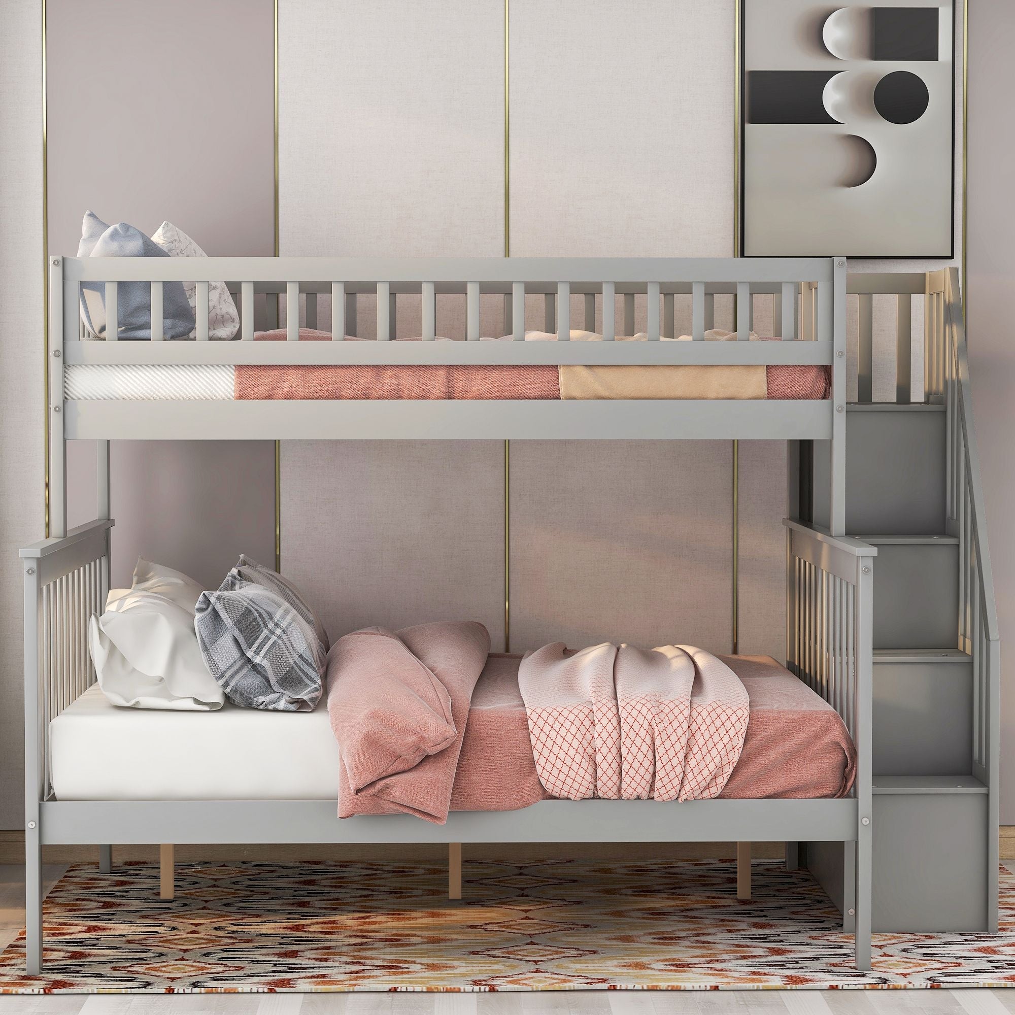 Twin over Full Stairway Bunk Bed with Storage | Just Better Bunk Beds