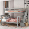 Twin Over Full Wood Bunk Bed with Storage Staircase and Drawers, White | Just Better Bunk Beds