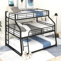Twin XL Over Full Metal Bunk Bed with Guardrails and Ladder, Black | Just Better Bunk Beds